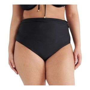Time and Tru Women's Black High Waist Full Coverage Ruched Bikini Bottom Size 3X